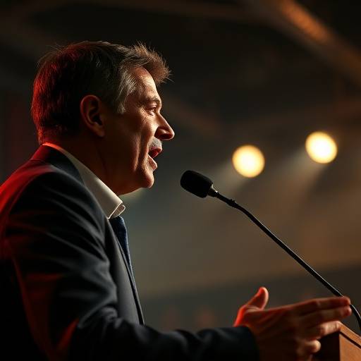 Orador dando un discurso convincente